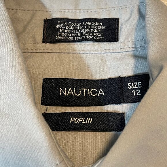 Nautica Boys' Size 12 Gray Poplin Button-Down Shirt - Picture 4 of 8